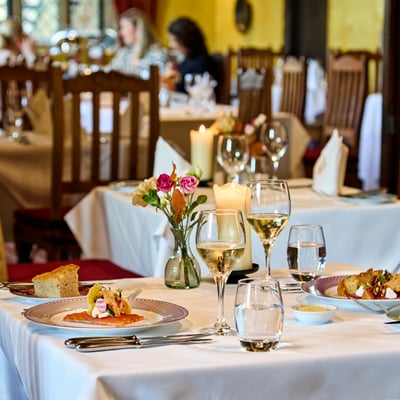 Dining at Bailiffscourt Hotel & Spa in West Sussex