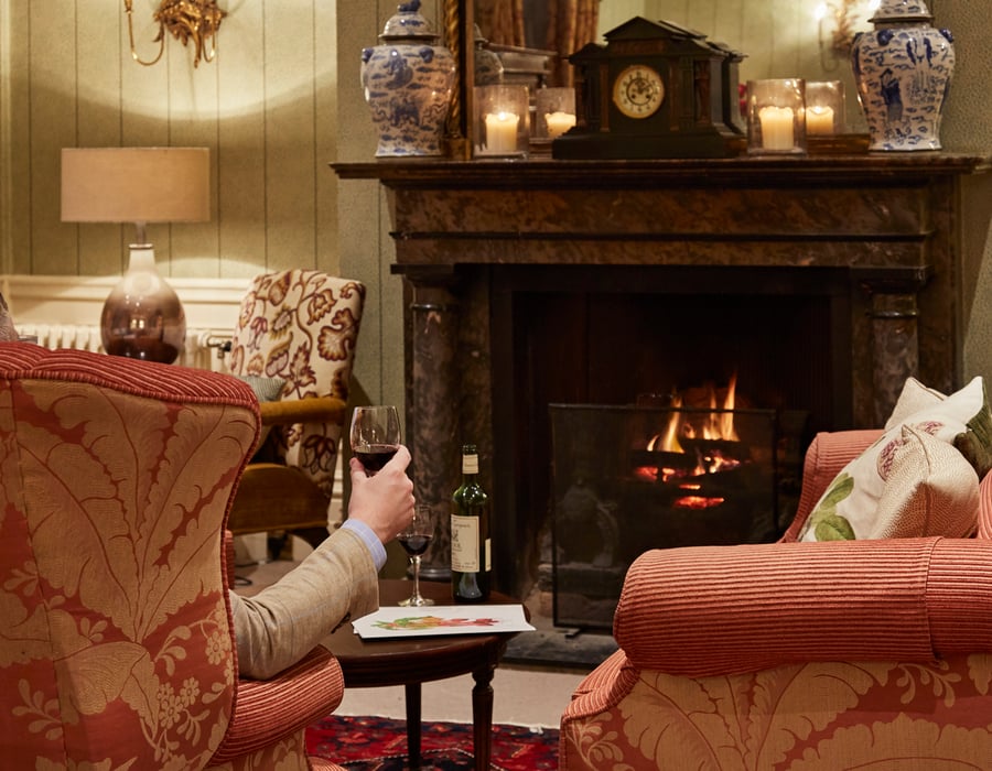 Drawing Room & Bar at Ockenden Manor in Cuckfield, West Sussex