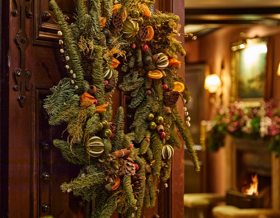 Festive Wreath at Ockenden Manor in Cuckfield, West Sussex